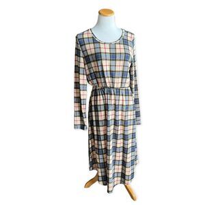 Womens Eloges Winter Plaid Cabin Maxi Dress - Sz L